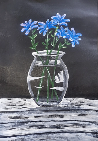 Blue Flowers in a Vase